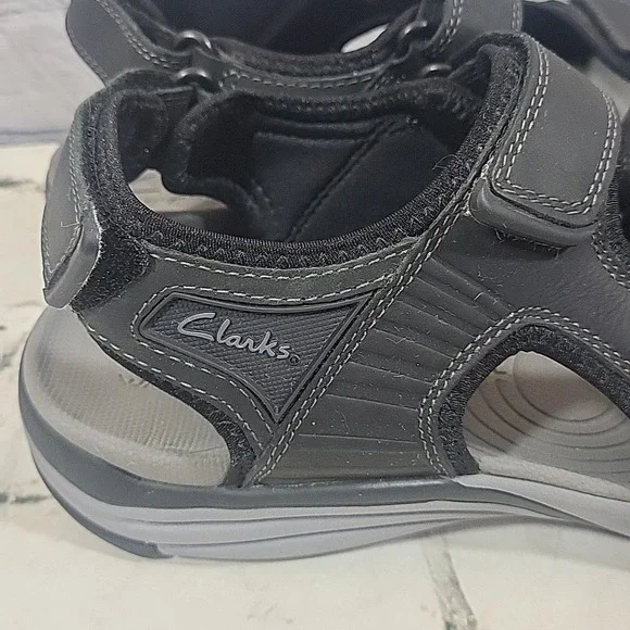 Clarks Mens Wave Walk Fishermans Sandals Size 10 Black Strap Hiking Walking - Picture 7 of 10